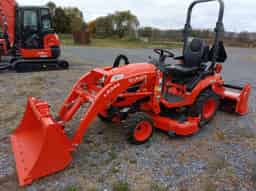 USED 2024 KUBOTA BX2380R14V-1 W/FRONT LOADER/54″ MOWER DECK & 50″ REAR TILLER – STATE COLLEGE